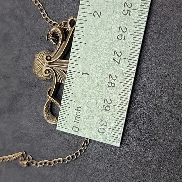 Bronze Tone Octupus Kraken Pendant Necklace Chain Pirate Sea Ocean Steampunk - Picture 8 of 16